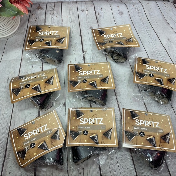 NWT Spritz Black Silver Party Hats Happy New year (undated) 4pc per pack 8pks - Picture 3 of 4